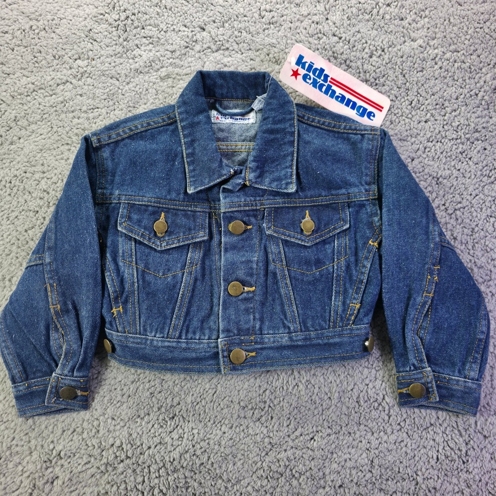 Kids Exchange Vintage Denim Trucker Jacket Blue Cotton Size 4 NWT